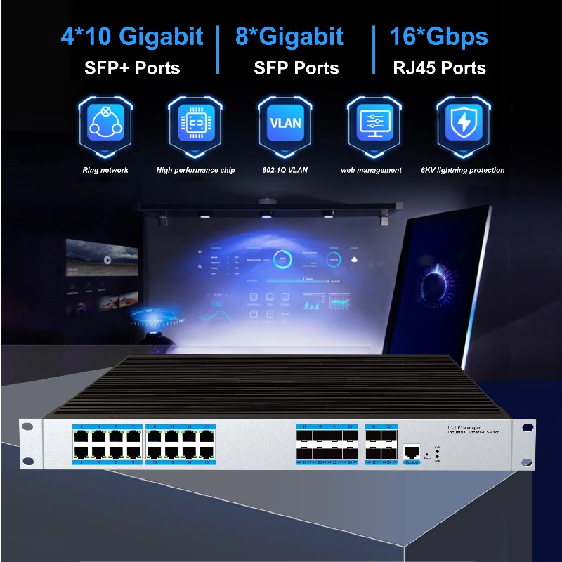16-RJ45 Port Industrial Manage - огляд і ціна Sfp+ 10G Managed Switch 8 Port