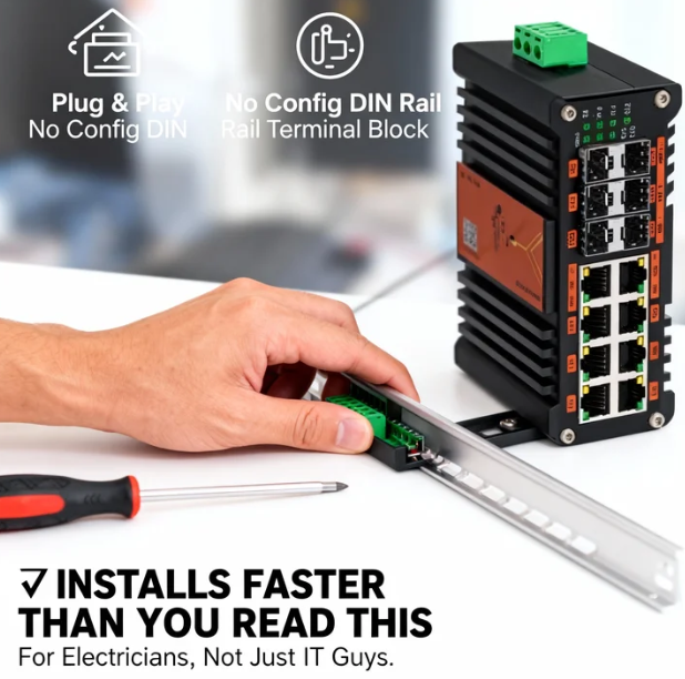 Industrial L2+ Managed PoE Swi - огляд і ціна Managed Gigabit Poe Switch 8 Port 802.3At